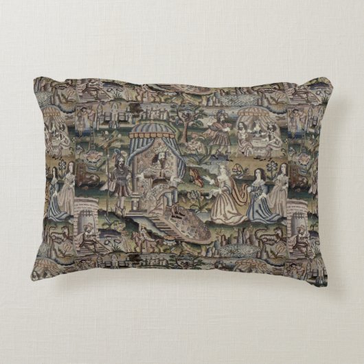 ヴィンテージクイーンエスサータペストリー刺繍紫 アクセントクッション (裏面)