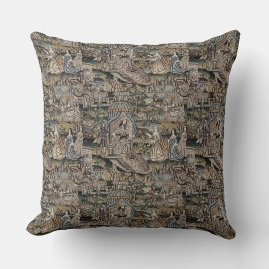 ヴィンテージクイーンエスサータペストリー刺繍紫 クッション (正面)