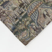 ヴィンテージクイーンエスサータペストリー刺繍紫 フリースブランケット (角)