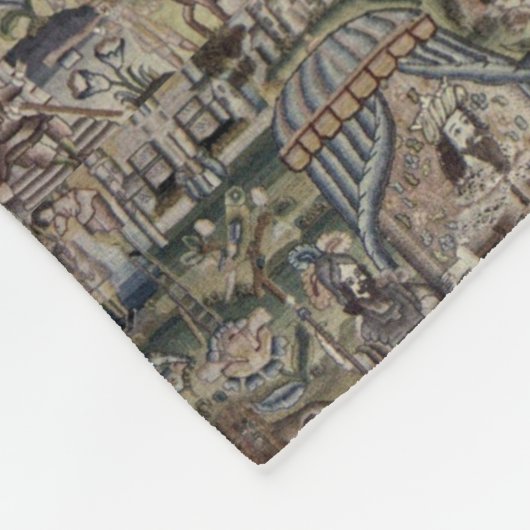 ヴィンテージクイーンエスサータペストリー刺繍紫 フリースブランケット (角)