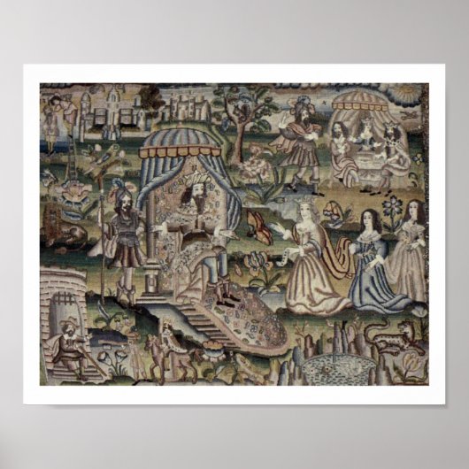 ヴィンテージクイーンエスサータペストリー刺繍紫 ポスター (正面)