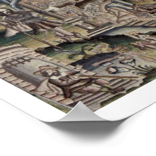 ヴィンテージクイーンエスサータペストリー刺繍紫 ポスター