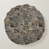 ヴィンテージクイーンエスサータペストリー刺繍紫 ラウンドクッション (裏面)