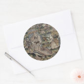 ヴィンテージクイーンエスサータペストリー刺繍紫 ラウンドシール (封筒)