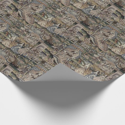 ヴィンテージクイーンエスサータペストリー刺繍紫 ラッピングペーパー (角)