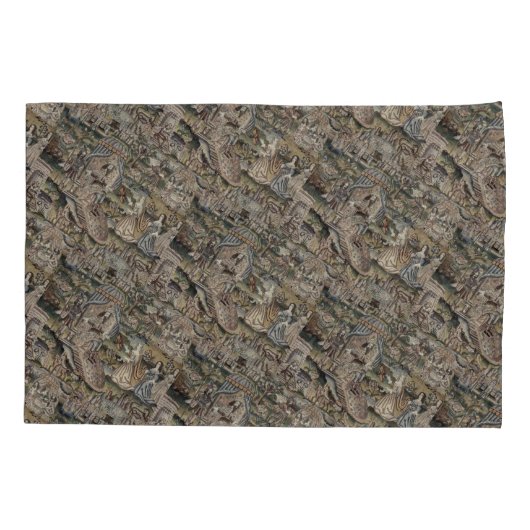 ヴィンテージクイーンエスサータペストリー刺繍紫 枕カバー (裏面-左)