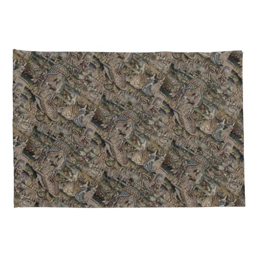 ヴィンテージクイーンエスサータペストリー刺繍紫 枕カバー (裏面-右)