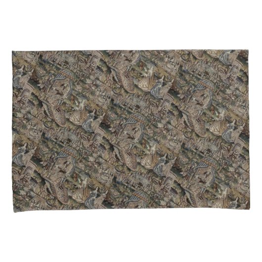 ヴィンテージクイーンエスサータペストリー刺繍紫 枕カバー (正面右)