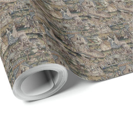 ヴィンテージクイーンエステルタペストリー刺繍紫 ラッピングペーパー