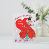 ヴィンテージクイーンオブハートバレンタインホリデーハガキ ポストカード (スタンド正面)