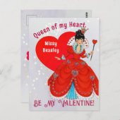ヴィンテージクイーンオブハートバレンタインホリデーハガキ ポストカード (正面/裏面)