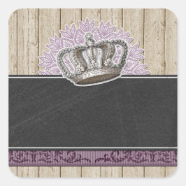 ヴィンテージクイーンクラウン素朴オンウッド&シャルボード スクエアシール