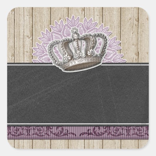 ヴィンテージクイーンクラウン素朴オンウッド&シャルボード スクエアシール (正面)