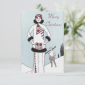 ヴィンテージクイーンクリスマスカード サンキューカード (スタンド正面)
