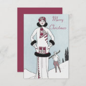 ヴィンテージクイーンクリスマスカード サンキューカード (正面/裏面)