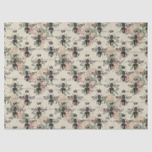 ヴィンテージクイーンハニービーデクページティッシュペーパー 薄葉紙 (正面)