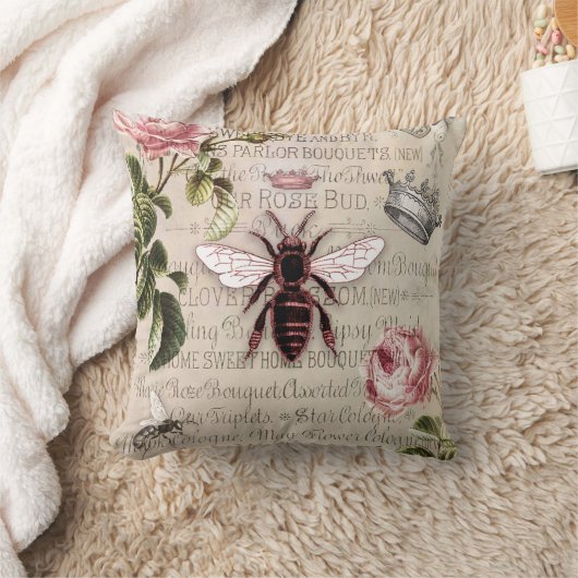 ヴィンテージクイーンビーエフェメラ クッション (ブランケット)