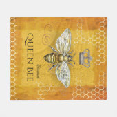 ヴィンテージクイーンビーク王室のラウンハニカム金ゴールド フリースブランケット (正面(横))