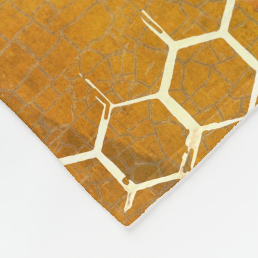 ヴィンテージクイーンビーク王室のラウンハニカム金ゴールド フリースブランケット (角)