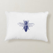 ヴィンテージクイーンビースケッチインブルー アクセントクッション (裏面)