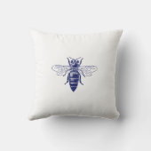 ヴィンテージクイーンビースケッチインブルー クッション (裏面)