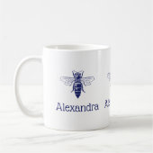 ヴィンテージクイーンビースケッチインブルー コーヒーマグカップ (左)