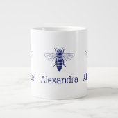 ヴィンテージクイーンビースケッチインブルー ジャンボコーヒーマグカップ (正面)