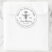 ヴィンテージクイーンビーハニークラウンスクリプトホワイト ラウンドシール (バッグ)