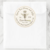 ヴィンテージクイーンビーハニー金ゴールドクラウンスクリプトアイボリー ラウンドシール (バッグ)