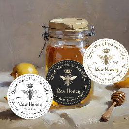 ヴィンテージクイーンビーハニー金ゴールドクラウンスクリプトホワイト ラウンドシール