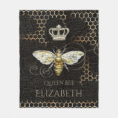 ヴィンテージクイーンビー王室のクラウンハニカムブラック フリースブランケット (正面)