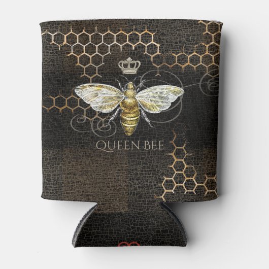 ヴィンテージクイーンビー王室のクラウンハニカムブラック 缶クーラー (正面)