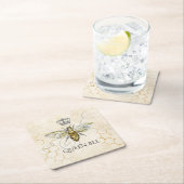 ヴィンテージクイーンビー王室のクラウンハニカムベージュ スクエアペーパーコースター (インサイチュ)