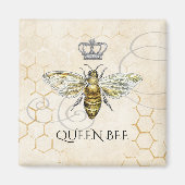 ヴィンテージクイーンビー王室のクラウンハニカムベージュ マグネット (正面)