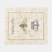 ヴィンテージクイーンビー王室のクラウンハニカム フリースブランケット (正面(横))