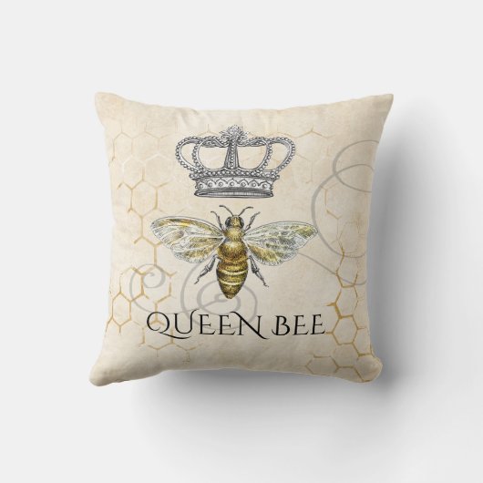 ヴィンテージクイーンビー王室のクラウンビーハイブ クッション (裏面)