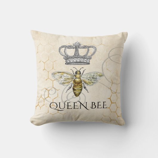ヴィンテージクイーンビー王室のクラウンビーハイブ クッション (正面)