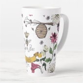 ヴィンテージクイーンビー王室の金ゴールドクラウン&スクロール名 カフェラテマグ (右アングル)