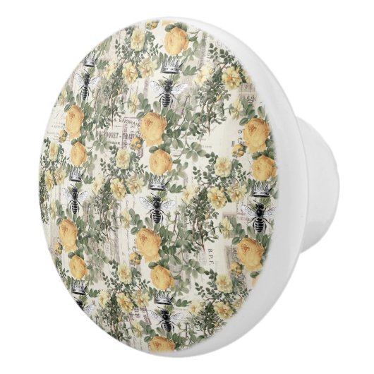 ヴィンテージクイーンビー&イエローローズ セラミックノブ (右)