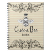 ヴィンテージクイーンビー&ストライプ |パーソナライズされた | ノートブック (正面)