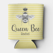 ヴィンテージクイーンビー&ストライプ |パーソナライズされた | 缶クーラー (正面)
