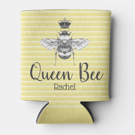 ヴィンテージクイーンビー&ストライプ |パーソナライズされた | 缶クーラー (正面)