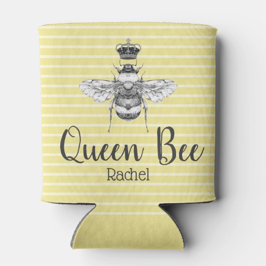 ヴィンテージクイーンビー&ストライプ |パーソナライズされた | 缶クーラー (裏面)
