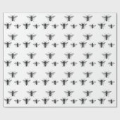 ヴィンテージクイーンビー&ワーキングビーズイラストレーション ラッピングペーパー (フラット)