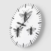 ヴィンテージクイーンビー&ワーキングビーズイラストレーション ラージ壁時計 (傾斜)