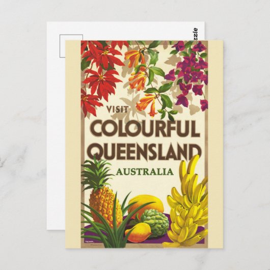 ヴィンテージクイーンランドオーストラリアカラフル旅行 ポストカード (正面/裏面)