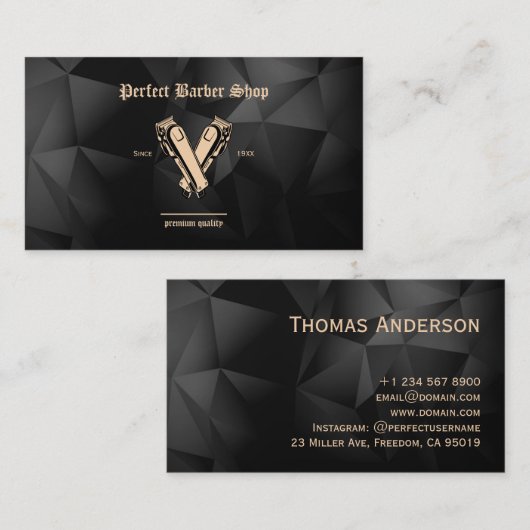 ヴィンテージクエレガントリッパー理容師ショッププロフェッショナル 名刺 (正面/裏面)