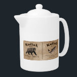 ヴィンテージクサケのラベル<br><div class="desc">1879年頃の神話のコディアックブランドSockeye Sarkeの缶からのラベル。モノクロ(ブラウン)のイメージは、コディアックベア(Ursus arctos middendorffi)とソケエサーモン(Oncorhynchus nerka)を特徴としている。文字読の「Kodiak Brand Sockeye Sake」や神話のアフゴナックパッキング会社に関するその他の情報、魚の準備の方法。このような良い状態で、この古いラベルを見つけることは珍しい。ただわずかに変色し、上角に小さな裂け目が離れある。</div>