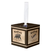 ヴィンテージクサケのラベル キューブオーナメント (正面アングル)