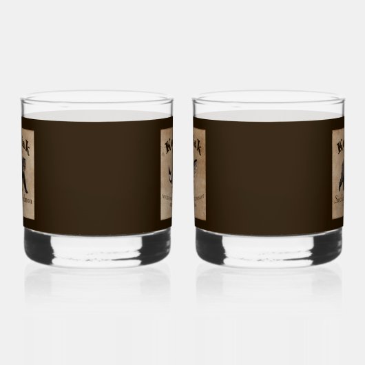 ヴィンテージクサケのラベル（クマ） ウイスキーグラス (左)